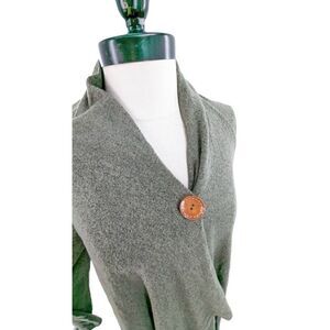 Collection by Bobeau Women One Button Drape Knit Wrap Cardigan Gray Size Large